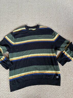 Vans Tacuba Stripe Crew Sweater - Black/Deep Forest Large READ